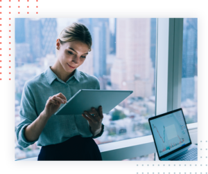 woman reviewing sales results